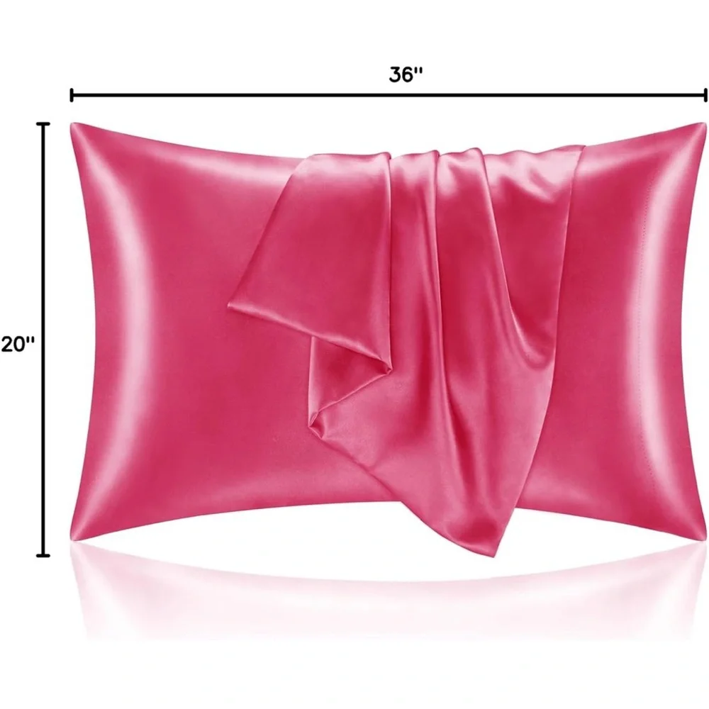 Satin Pillowcase Set King 20x36 Hot Pink Cooling Hair Skin NEW